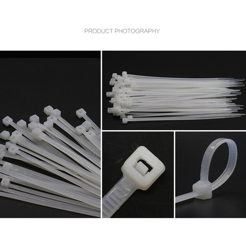 200 pièces attaches de câble en nylon 2,8 * 250 mm blanc sangles de fil autobloquantes matériau PA66 - Photo 3 sur 4