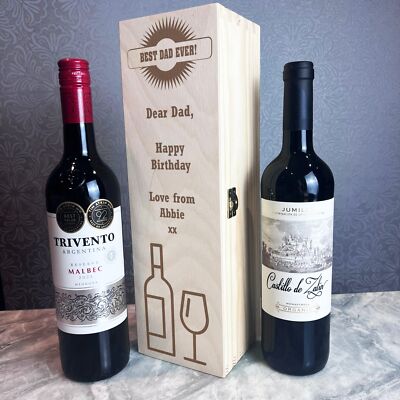 Best Ever Weinglas Lieber Papa Geburtstag personalisiert 1 Weinflasche Geschenkbox