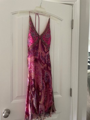 Vtg Adrianna Papell Dress Beaded Silk Rose Fairy Core Art Y2K Sz 4 | eBay