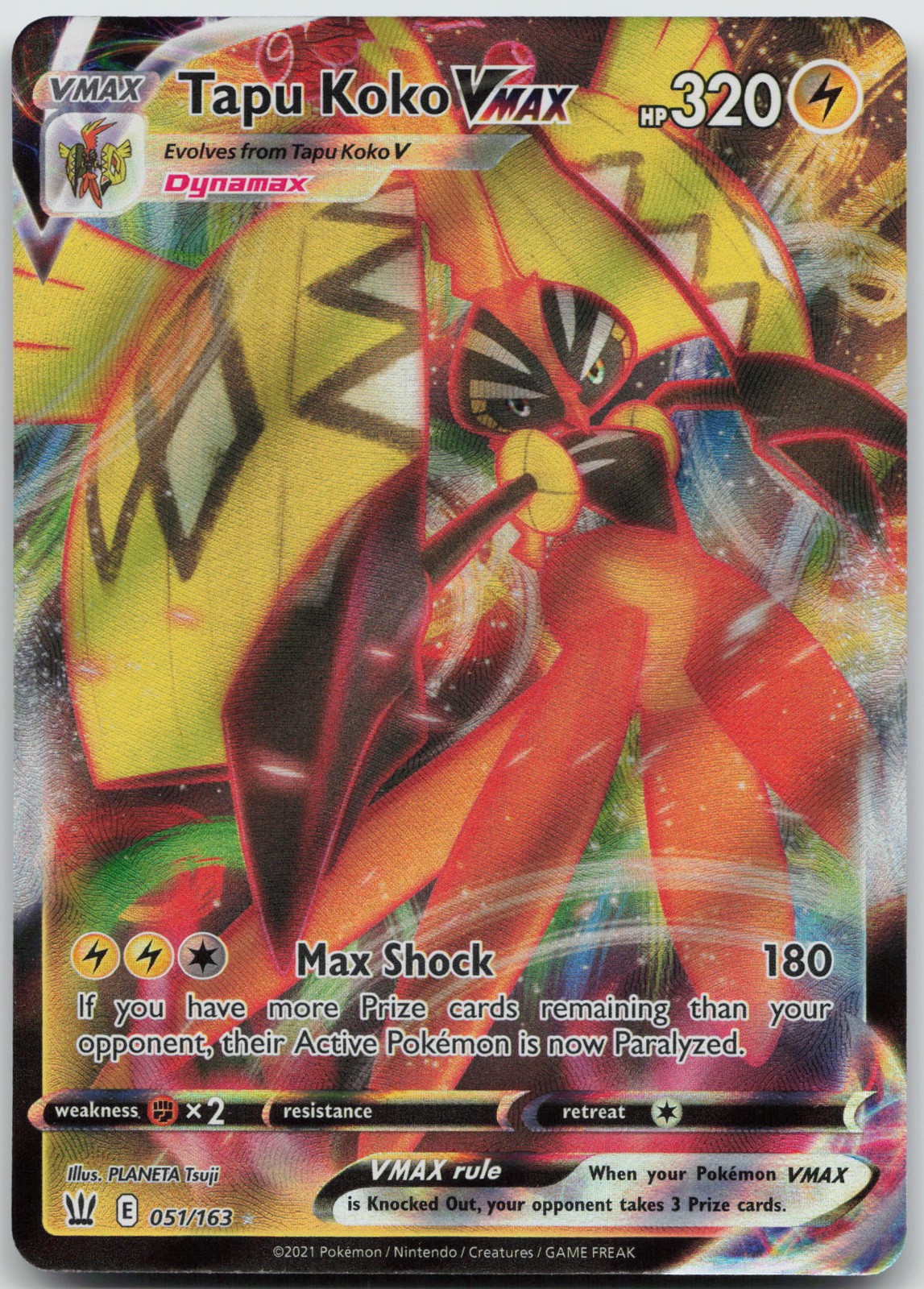 Tapu Koko VMAX Ultra Rare SWSH05: Battle Styles 051/163 NM