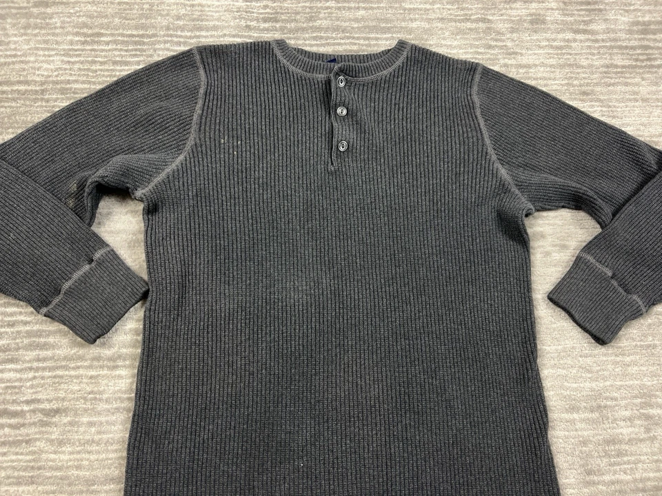 Vintage Cherokee Sweater Mens Large Gray Long Sleeve Henley Cotton - Image 2 of 4