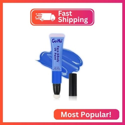 Go Ho UV Blacklight Neon Blue Face Body Paint,Water Based Bright Color Neon Fluo