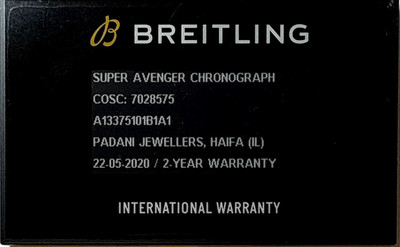 Breitling Super Avenger A13375101B1A1 Authentic Swiss Watch Certificate Warranty