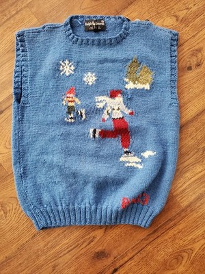 VINTAGE Ralph Lauren RL83 *GREAT BRITAIN* Hand Knit Family Vest Sweater RARE
