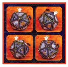 JUST NAN 20 HAUNTED WINDOWS HALLOWEEN PENTAGON BALL CROSS STITCH LTD ED PRINTING