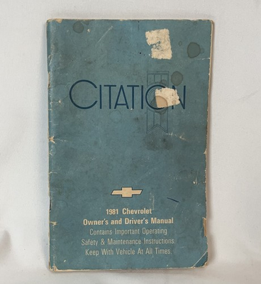 #ad 1981 Chevrolet Citation Owners Manual Original Shop Copy $8.00