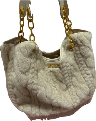 Juicy Couture Schultertasche Kunstpelz beige mit goldfarbener Kette