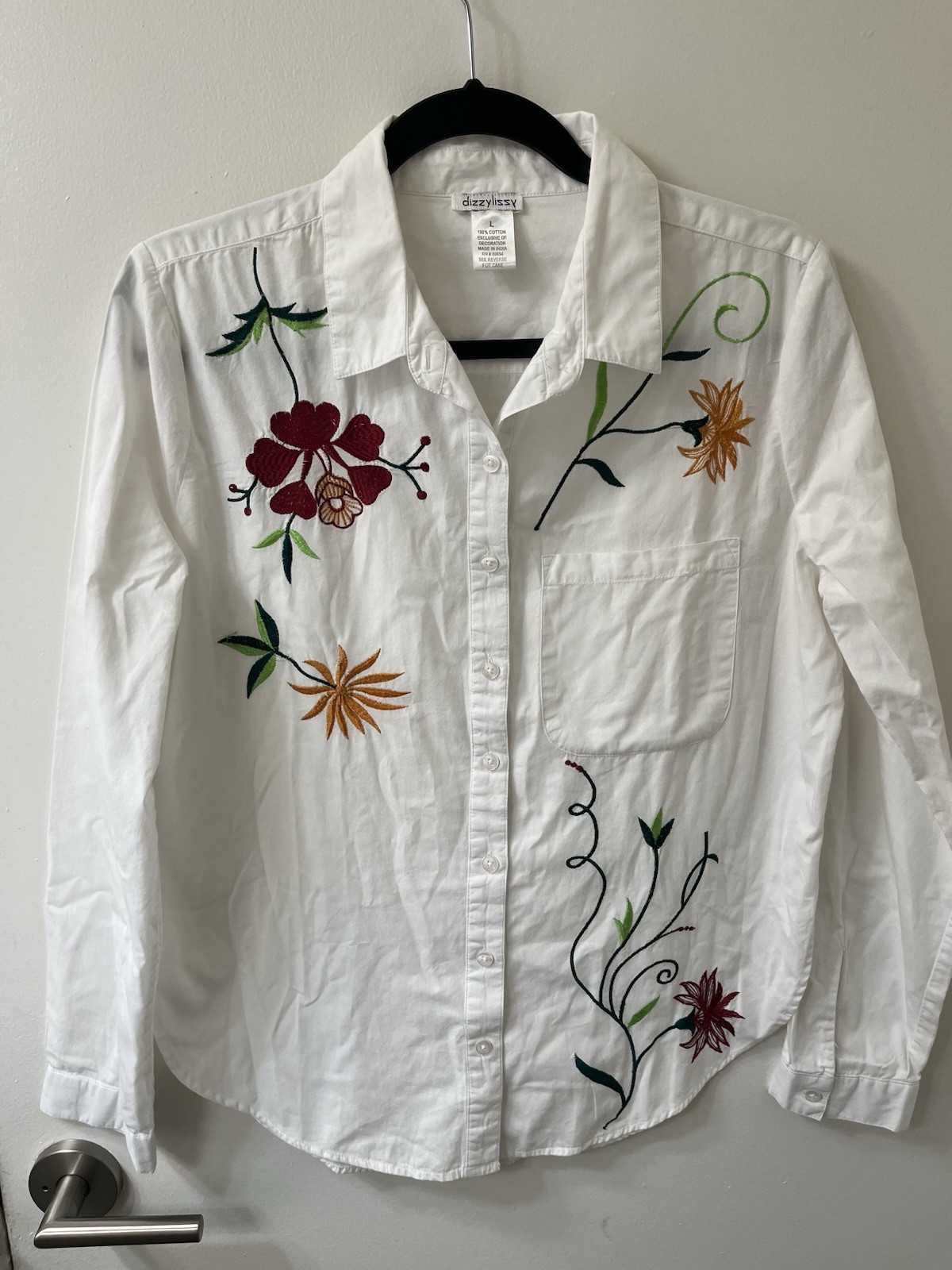 Dizzy Lizzy Button down Blouse Size L Womens Long… - image 3