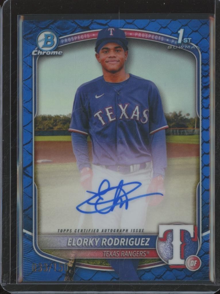 2025 Bowman Chrome ELORKY RODRIGUEZ 1st Blue Reptilian Refractor Auto /150 JA783