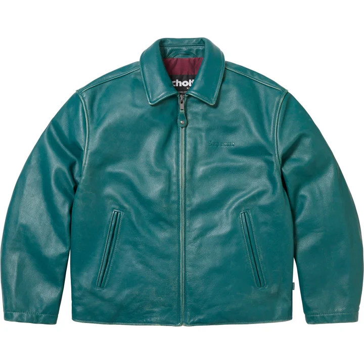 Supreme Schott Leather Racer Jacket Teal | eBay