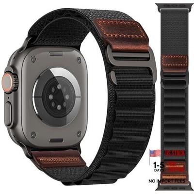 MRAIN-H Alpine Loop with Leather Design 49mm(Ultra 3 2 1)/46mm/45mm/44mm Black