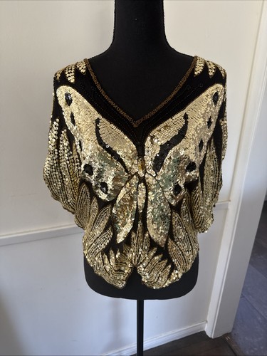 De colección Para Mujer ASO Beyoncé Seda Lentejuelas Cuentas Mariposa Prendas para el torso Talla M Disco Hada Y2K - Imagen 3 de 17