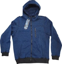 Mack Russo Blue Heathered Hoodie Men's Large Polyester Full Zip Design