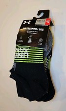 Under Armour Essential Lite NO SHOW Kids 13.5k-4.5 Black  Green 6PR NWT