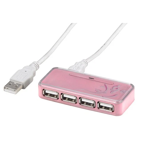 Hama USB 2.0 HUB 1:4 Pink USB-Hub 4-Port Verteiler für PC iMAC MAC MacBook etc