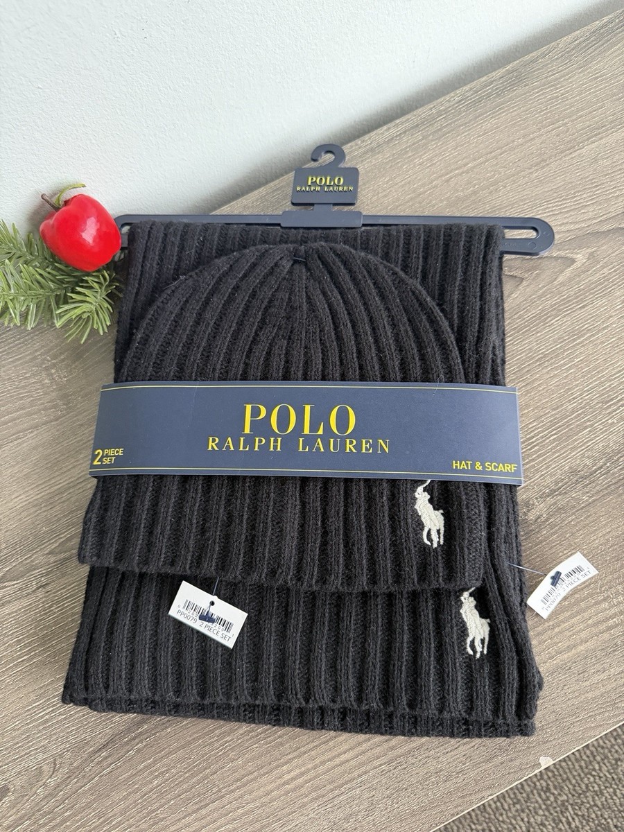 Polo Ralph Lauren Men's Black Hat and Scarf Gift Set NEW! | eBay