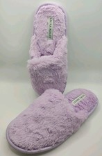 Laura Ashley Memory Foam Women s Slippers Light Purple sz 6.5/7.5 M House Shoes