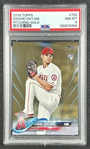 SHOHEI OHTANI PSA 8 2018 TOPPS BASEBALL #700 ROOKIE GOLD RC 449/2018 DODGERS MVP