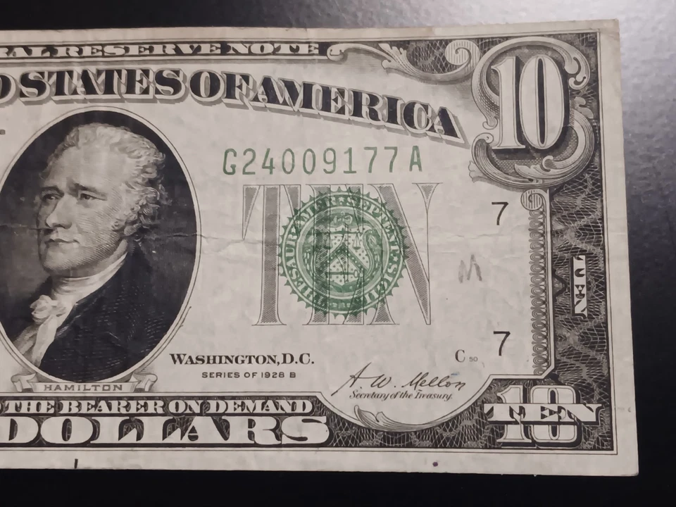 1928b $10 Green Seal Federal Reserve Note GA Block - Image 2 of 4