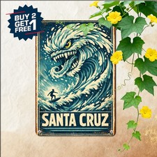 Funny Surfing Wave Surfboard Metal Sign Vintage Beach Cave Decor Plaque 8x12