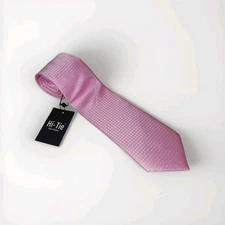 Hi-Tie Men's Necktie 100% Silk Pink 59"l x 3.3"w