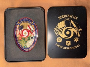 Hurricane IAN Florida State 1st Responders Uniform Pin In Collectors Tin.