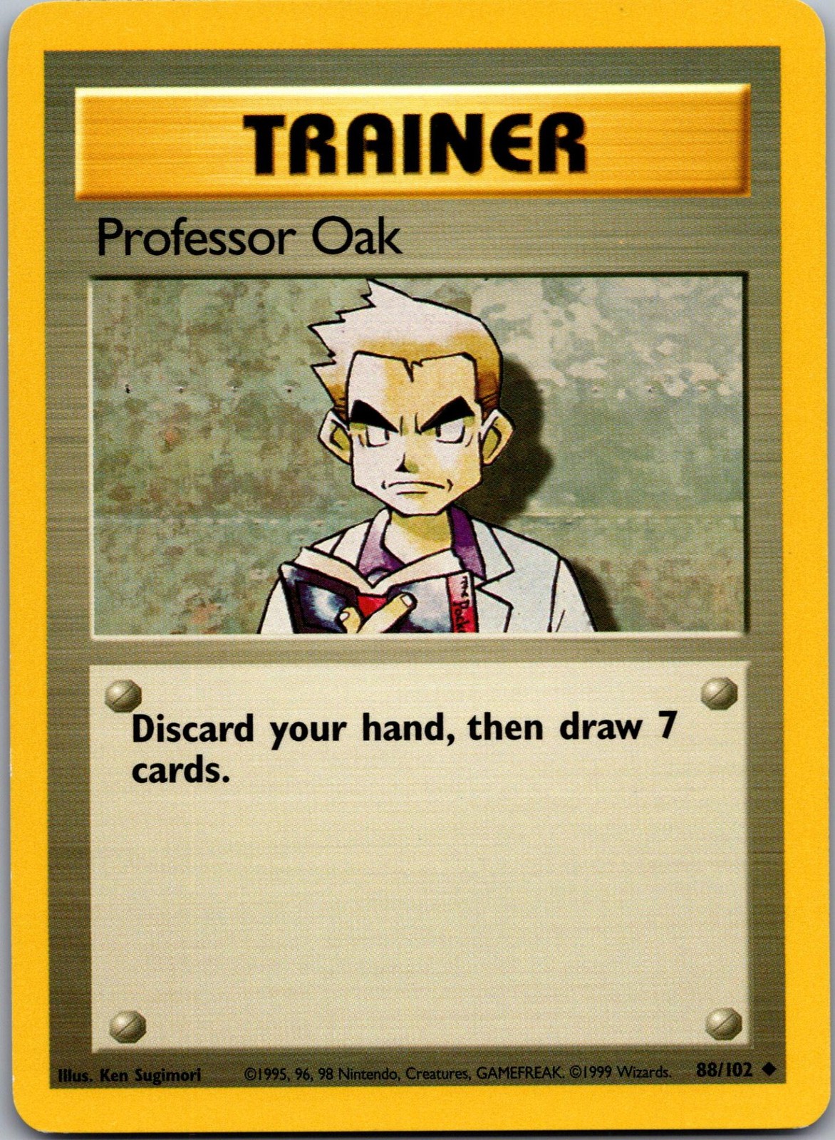 Professor Oak 88/102 Uncommon Base Set Unlimited Pokemon Near Mint