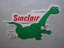 VINTAGE DINO THE DINOSAUR RUNNING W/ OIL 14" X 10" METAL SINCLAIR GASOLINE SIGN!
