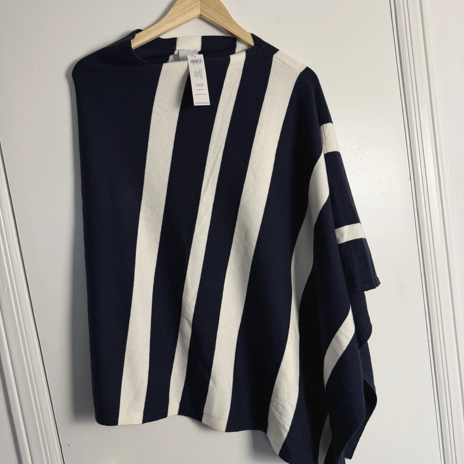 Chicos Womens S/M Sutton Poncho Navy Stripe Nautical Wrap Yachting Boating New
Opens in a new window