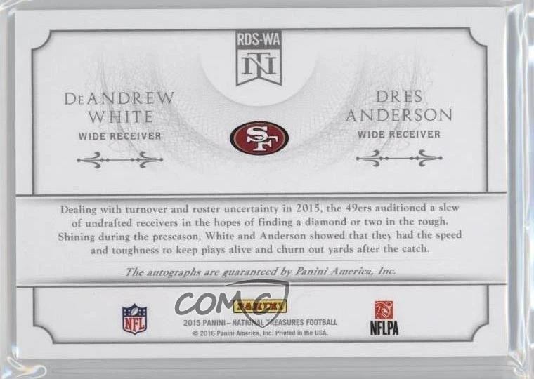 2015 Panini National Treasures Green /5 DeAndrew White Dres Anderson Auto RC - Image 2 of 2