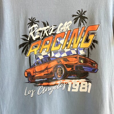 【U LAN】Vintage Old Car Printed Oversized Fit Short Sleeve Streetwear Society SWS Womens Retro 80's Racing Short Sleeve
