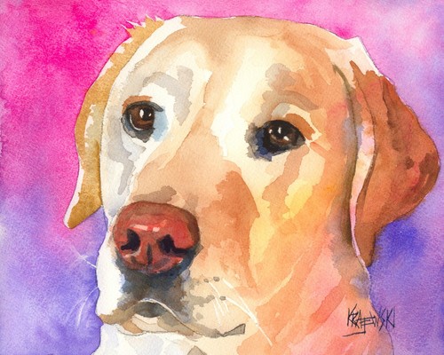 Labrador Retriever Druck von Original Fine Art Aquarell von Ron Krajewski - Bild 1 von 4