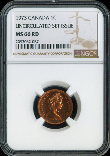 1973 Canada Small Cent 1C NGC MS66 RD - Quality