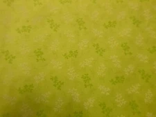 White and Green Flowers on Light Green Cotton Fabric (44" Wide x 36" long)