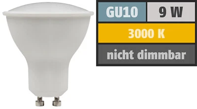 CHILITEC LED Leuchtmittel 230Volt - 9Watt - WARMWEISS 3000Kelvin - Breiter Abstrahlwinkel