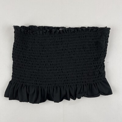 Forever 21 Tube Top Womens Medium Black Stretch Ruffles