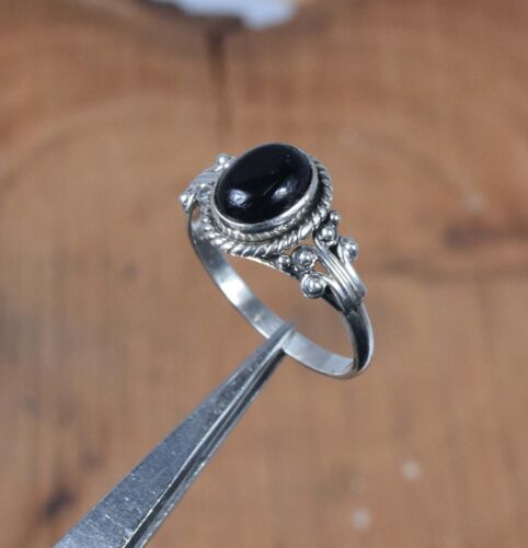 925 Solid Sterling Silver Black Onyx Ring-9 US b072 - Bild 1 von 4