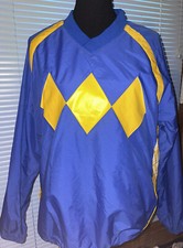 Vintage 90s Holloway Football Racing Lined Blue Yellow Size M Windbreaker