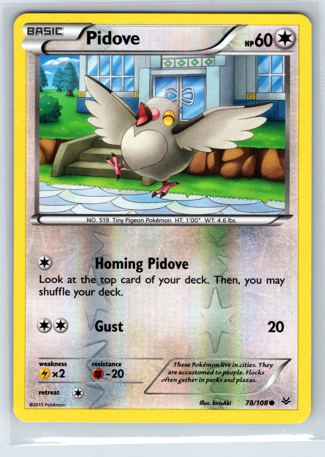 Pidove 78/108 Roaring Skies Common Reverse Holo Pokemon Card LP