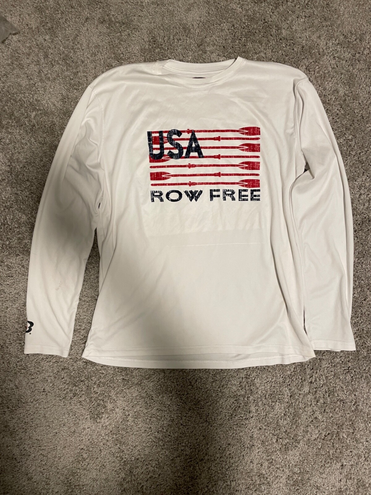 FILA T shirt maniche lunghe da uomo Boatho Sports bianca USA Row senza righe piccola