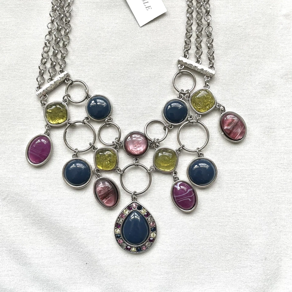 Chicos NWT Cascade Multilevel Blue Green Purple Necklace