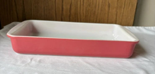 VTG PYREX 232 PINK FLAMINGO MILK GLASS OBLONG BAKING DISH 11 3/4 x 7 1/2, 2 QT