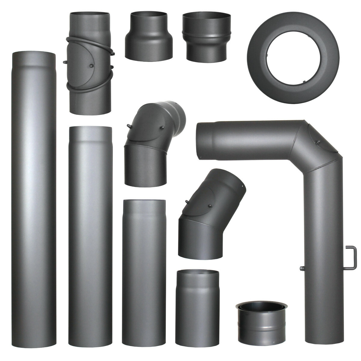 Tubo de Estufa Horno Calefacción Arco Humos Chimenea Senotherm Gris 2MM