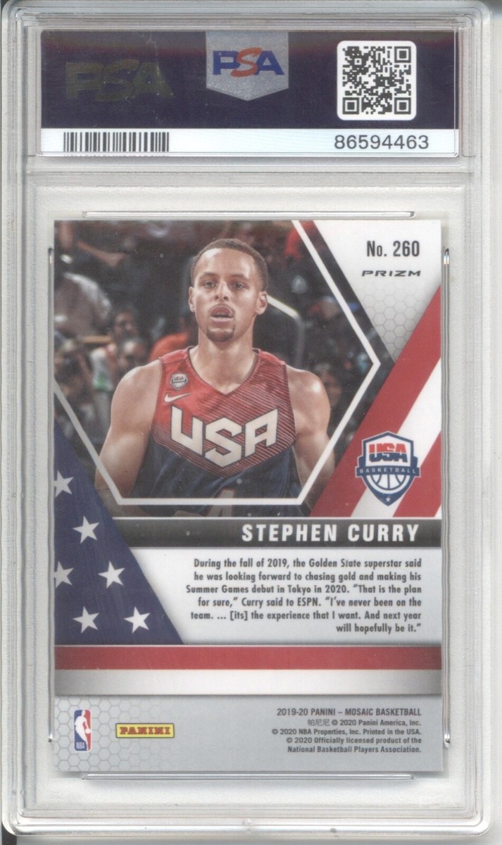 2019 Panini Mosaic Stephen Curry #260 Silver PSA 9 MINT Team 2019 Panini Mosaic Stephen Curry #260 Silver PSA 9 MINT Team