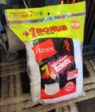 Hanes Boys Tagless White Briefs M/M 10-12 - 2015 - 7 Pack - NEW Comfort Flex