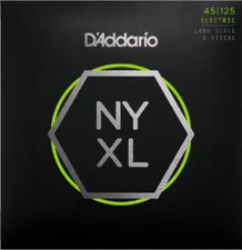 D'Addario Long Scale, Light Top/Medium Bottom, 5-String, 45-125 Bass Guitar Stri