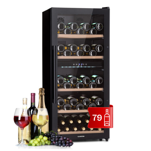 Weinkühlschrank 2 Zonen 204 L Lagerschrank 79 Weinflaschen LED Touch Schwarz