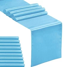 10-Pack Satin Table Runner Blue 12 x 108 inches Long Table Runners for Weddin...