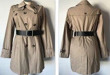 Dkny Donna Karan Women's Water Repellent Knee Length Trench Coat W/ Belt Sand Xl