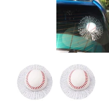2pcs Car Window Body Windshield Simulation Baseball Ball Hit Crack Decal Sticker